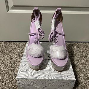 Clear platform lace-up heels